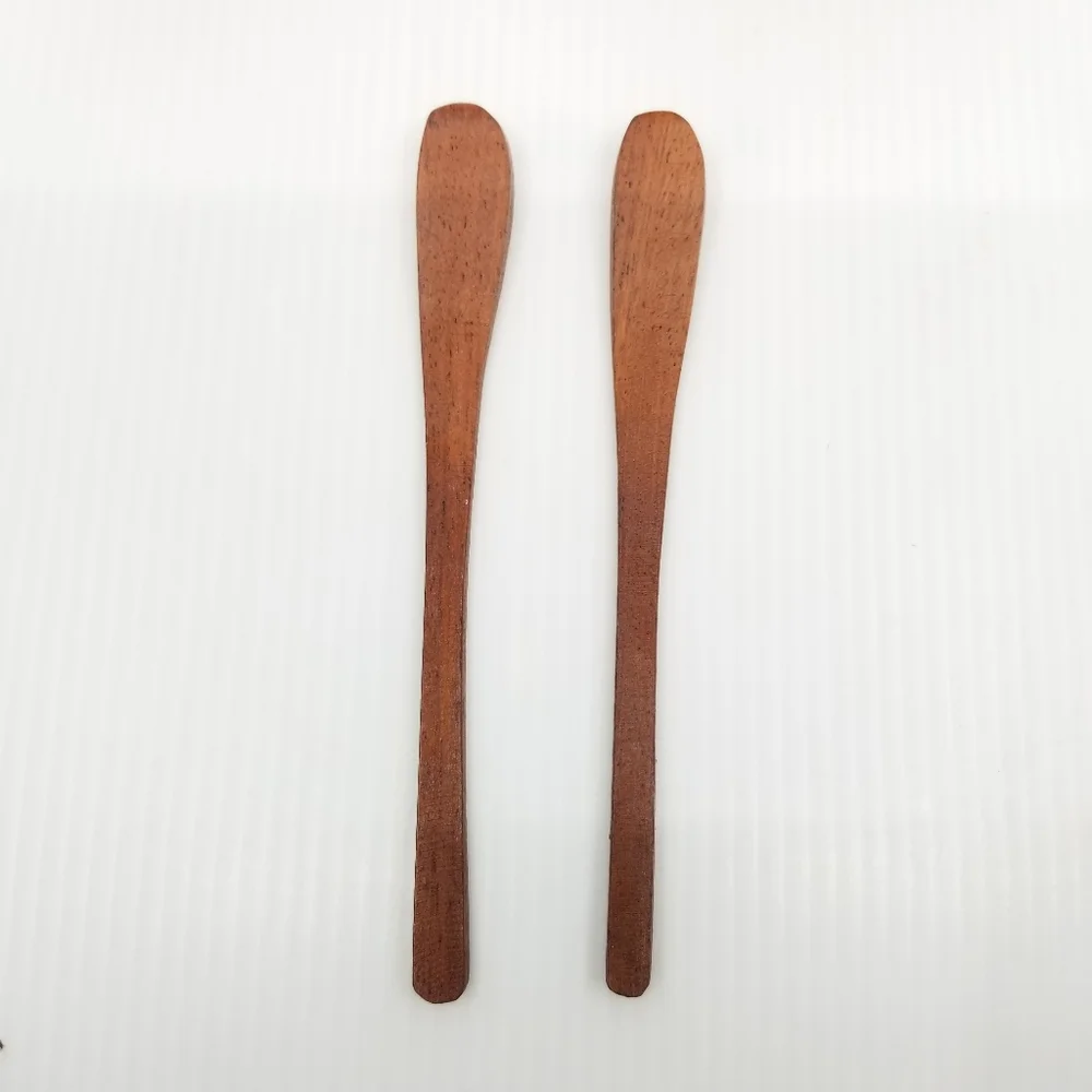 Primitive Farmhouse Condiment Spice Salt Pepper Wooden Set With Spoon‎